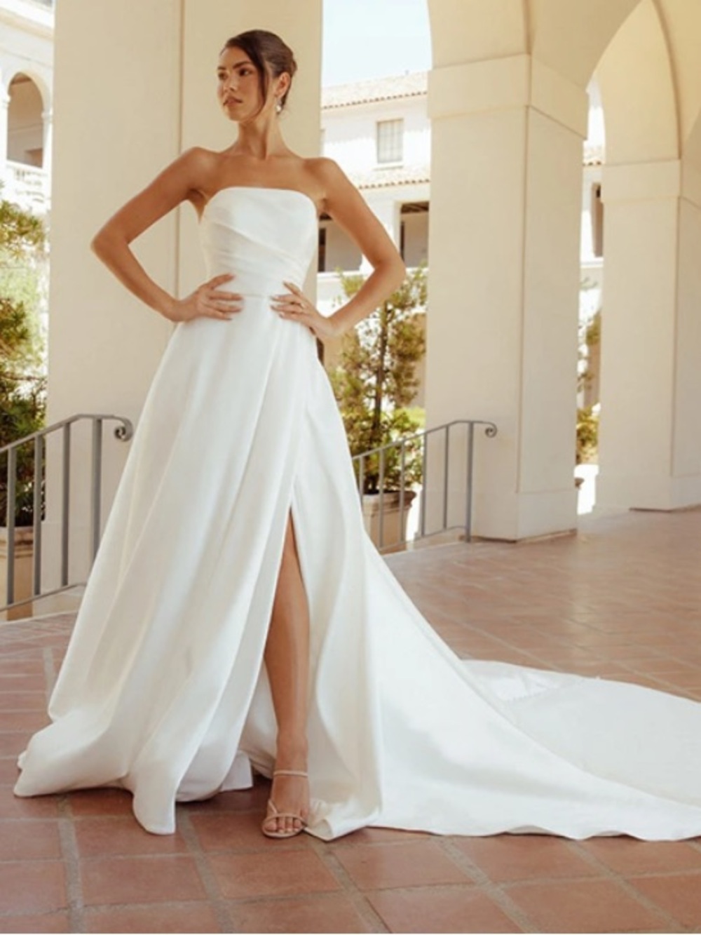 Essense of Australia Strapless Mikado Ivory Bridal Gown D 3631ZZ12 - Picture 2 of 10